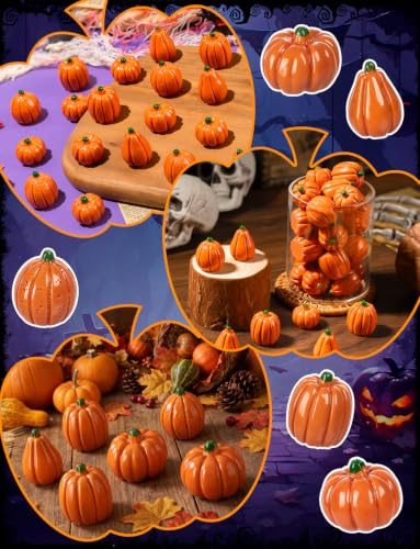 40 Mini Orange Pumpkins - Resin Fall Decor for Crafts & Displays