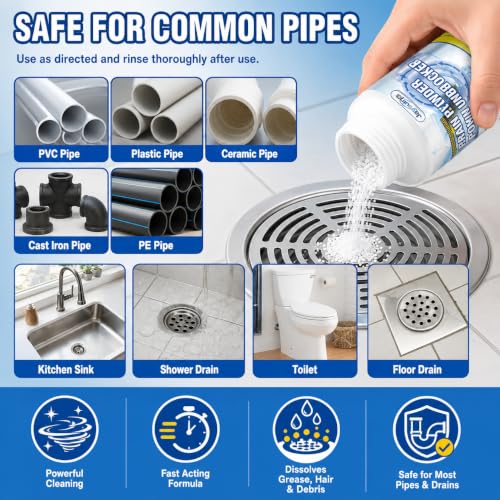 Lubynia Fast-Acting Drain Clog Remover - 9.17 oz for Kitchen & Bathroom