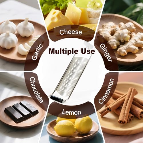 Stainless Steel Lemon Zester & Cheese Grater - Non-Slip Handheld Kitchen Tool