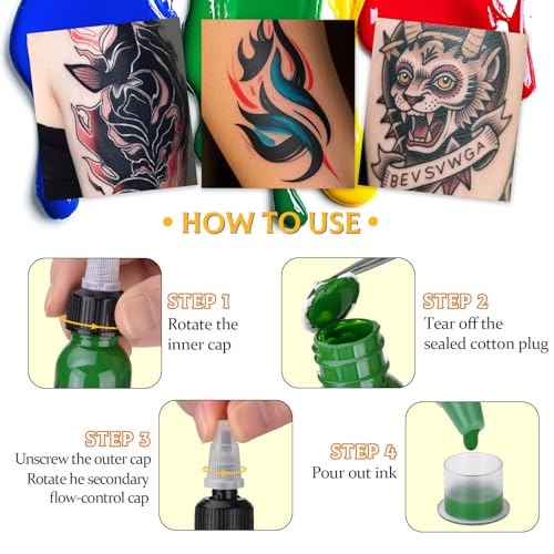 ATOMUS Green Tattoo Ink 1oz Natural Plant Pigment for Lining and Shading