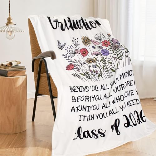 Class of 2026 Graduation Throw Blanket - Soft Flannel 50"x60" Gift for Her