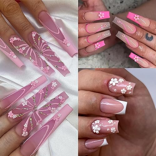 3D Nail Art Charms Kit with Acrylic Flowers, Metal Butterflies and Gems
