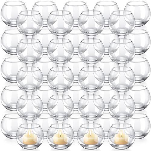 48 Pcs Clear Glass Votive Candle Holders Bulk for Wedding Event Decor