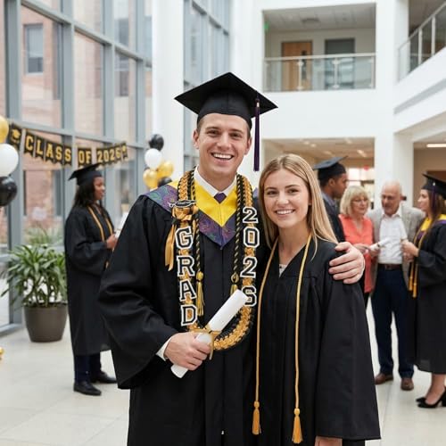 2-Pack Graduation Leis Class of 2026 - Double Layer Ribbon Flower Garland