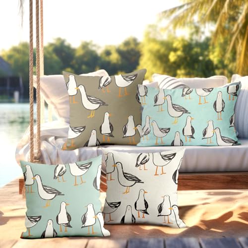 Palasarkaaa Nautical Seagull Lumbar Pillow Cover 12x20 Inch Blue Double-Sided