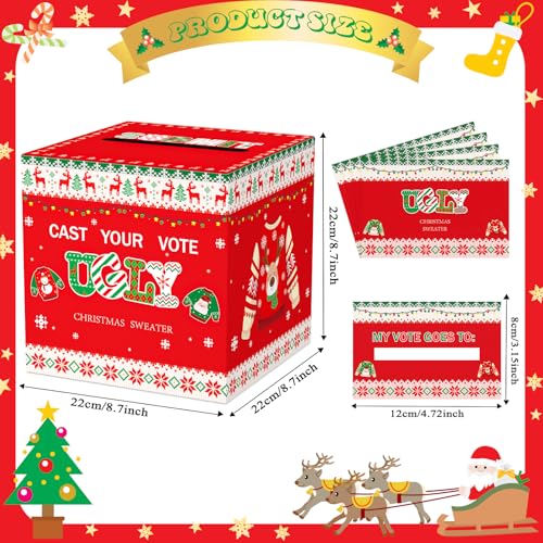 Ugly Sweater Contest Ballot Box Set with 50 Voting Cards