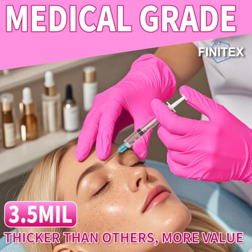 FINITEX Rose Red Nitrile Disposable Gloves - 3.5mil Powder-Free (Small)