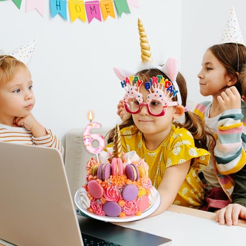 Unicorn Birthday Candle Number 6 - Cute Rainbow Cake Topper