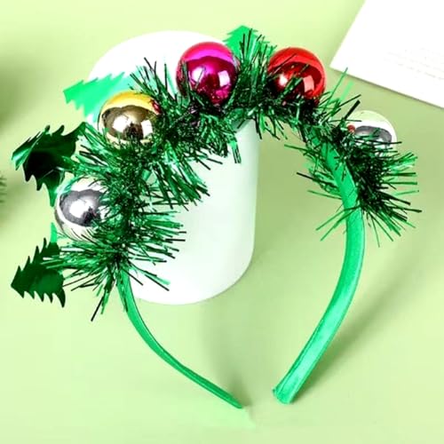 RUPOFUZA Christmas Tree Pom-Pom Headband for Women and Girls Festive Holiday Party Hair Accessory