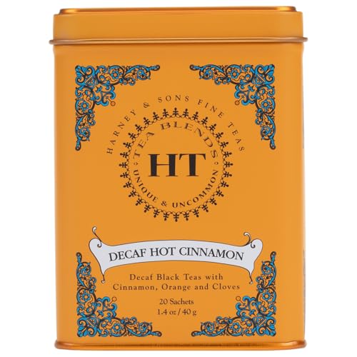 Harney & Sons Decaf Hot Cinnamon Spice Black Tea, 20 Pyramid Sachets