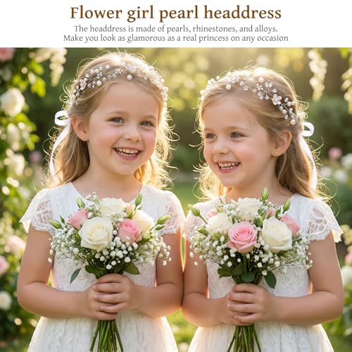 Flower Girl Headband Pearl Crystal Hair Accessory Silver