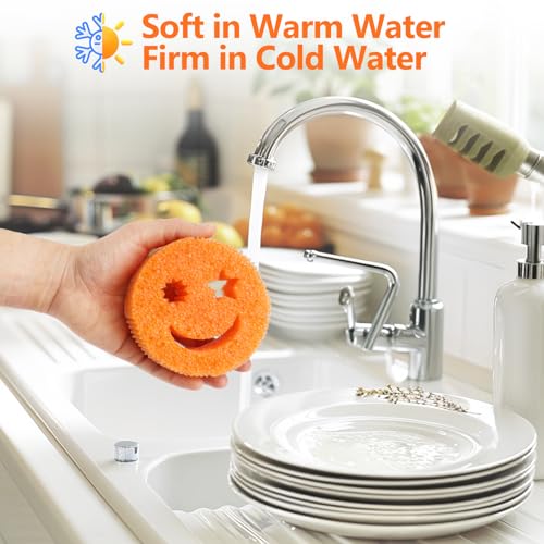Durable Non-Scratch Kitchen Sponges - 6 Pack, Odor Resistant