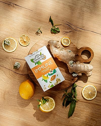 Ahmad Tea Immune Herbal Tea, Lemon, Ginger & Turmeric, 40 Teabags (2-Pack)