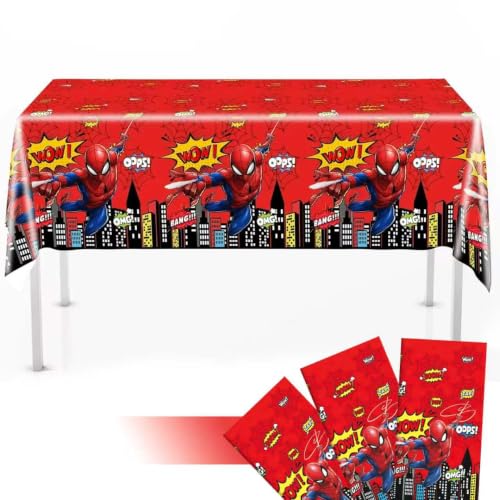 Cartoon Spider Table Cloths - 3 Disposable Plastic Covers for Parties