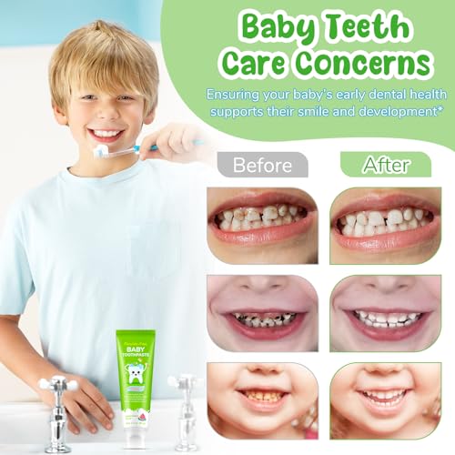 Smddx Fluoride-Free Baby Toothpaste Watermelon 2.1 oz for Ages 2-3