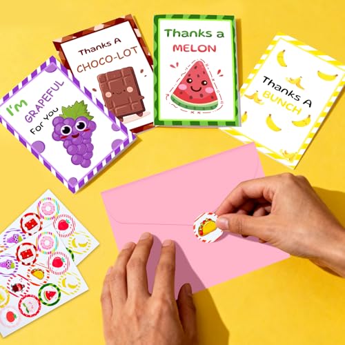 Auch Funny Cute Thank You Cards Bulk 24 Pack with Envelopes & Stickers