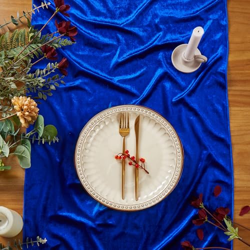 Velvet Table Runner - Royal Blue 20 x 120 Inches Elegant Dining Decor