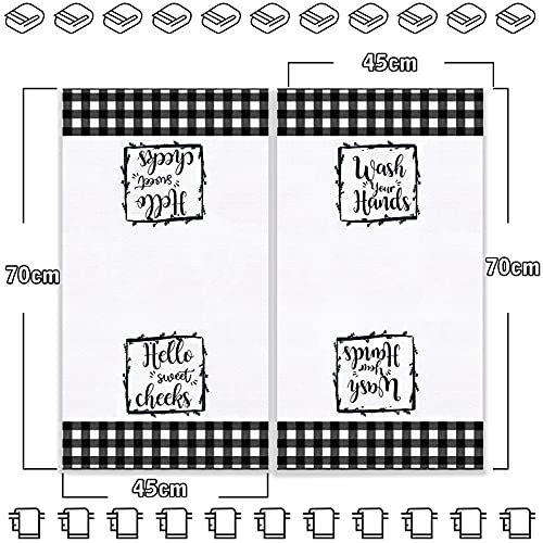 Tatuo Buffalo Plaid Hand Towels - Set of 2, 17x27 Inch, Farmhouse Style