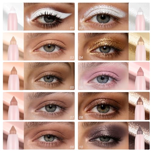 LYNEMOGA 2-in-1 Cream Eyeshadow Stick with Blending Sponge Golden Brown