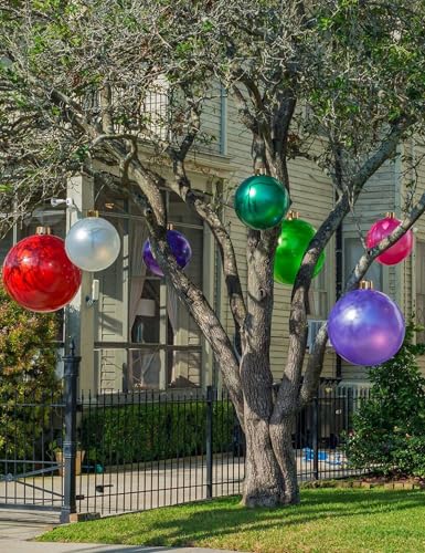 Inflatable Christmas Ornament Ball - 18 Inch Green Yard Decor - Indoor & Outdoor Holiday Decoration