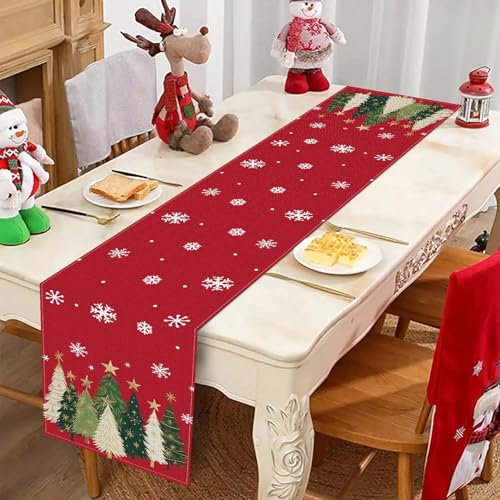 Christmas Table Runner 13x72 Inches - Red Holiday Table Decor