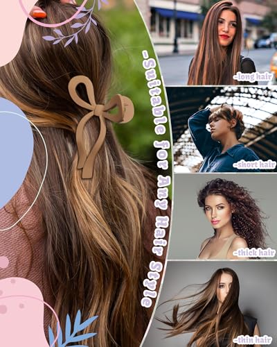 CHLINS 4-Pack Extra Large Bow Hair Claw Clips for Thick Hair, 5.1"