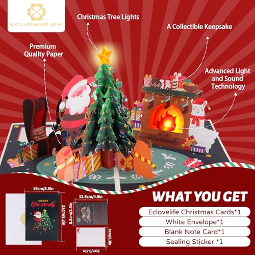 Musical Christmas Card with Lights & Music - Interactive Holiday Greeting Card