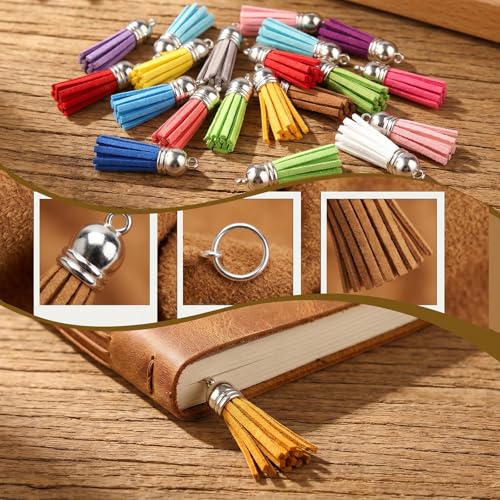 Youbay Leather Tassel Keychain Charm Set - 50 Pieces in 25 Colors