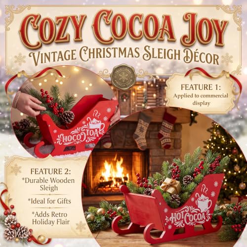 Christmas Sleigh Decor - Red Wooden Hot Cocoa Bar Tray - DIY Kit