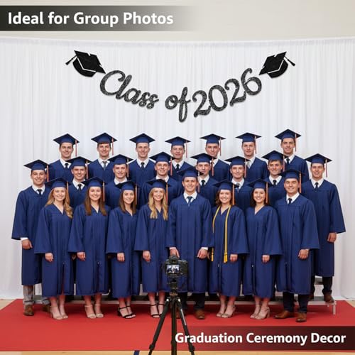 Class of 2026 Pre-Assembled Glitter Graduation Banner Party Decorations