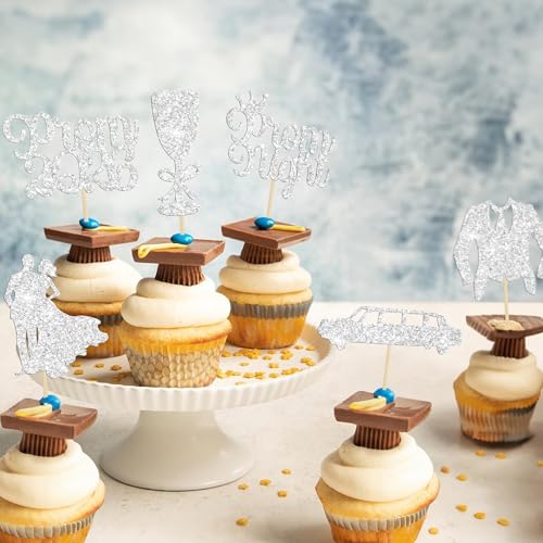 24Pcs Graduation Cupcake Toppers for 2026 Prom Party