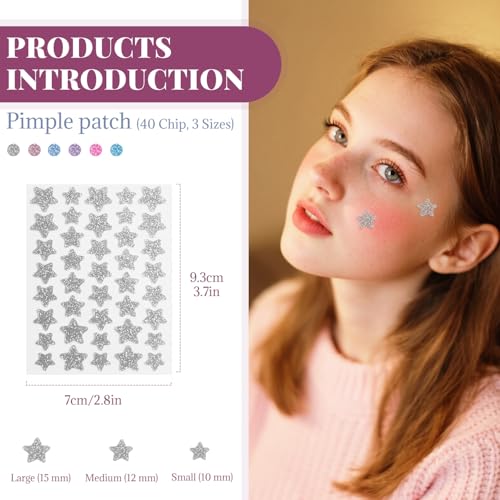 BOROLA Colorful Star Acne Patches - 40 Pcs Hydrocolloid Pimple Patches
