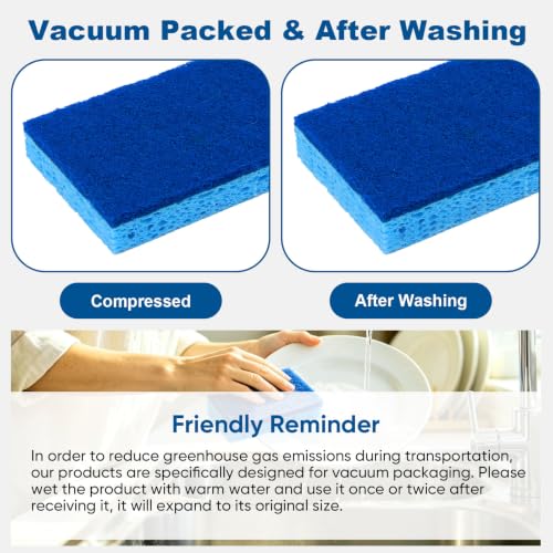 HOMEXCEL Blue Rectangle Kitchen Sponges 24 Pack Non-Scratch Dish Scrubbers