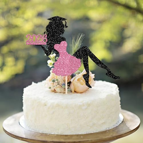 2026 Graduation Cake Topper - Glitter Grad Cap & Diploma Decoration