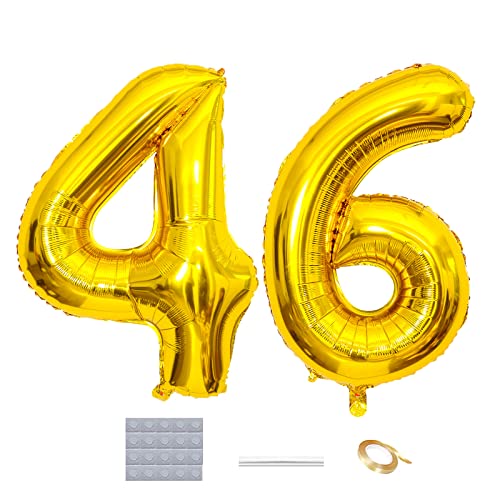 Gold 40-Inch Number 46 Balloons for Birthday & Anniversary Decorations