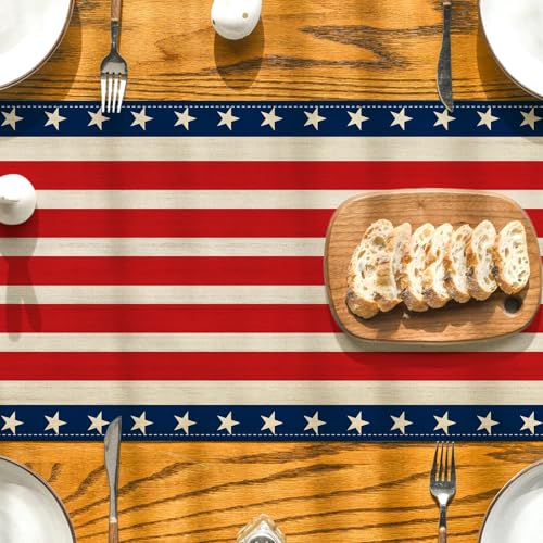 Patriotic Table Runner 13x72 Inches - Red White Blue Decor