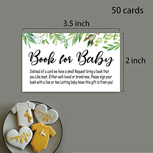 Baby Shower Book Request Cards - 50 Floral Greenery Invitations