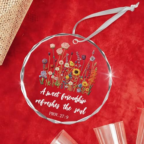 Christian Friendship Ornament - Proverbs 27:9 Glass Gift for Best Friends
