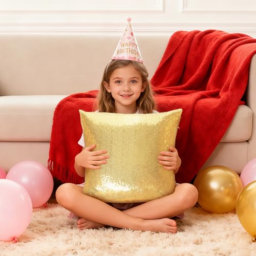Gold Sequin Decorative Pillow Covers - Set of 2, 18x18 Inches