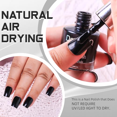DouborQ Mysterious Black Nail Polish Air Dry Long-Lasting Varnish 10ml