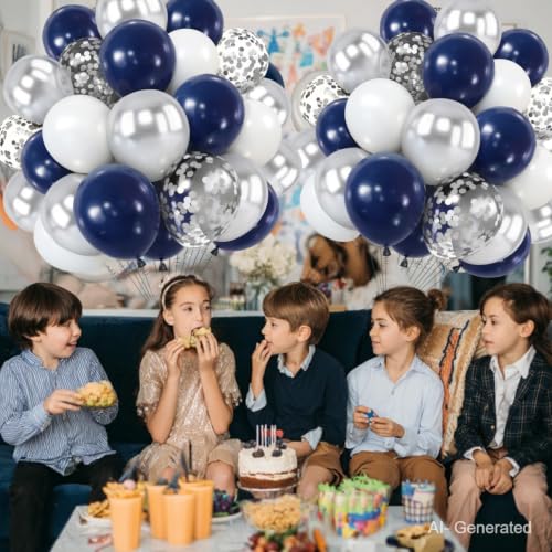 Navy Blue Silver Balloon Kit - 50pcs 12" Latex Balloons for Parties