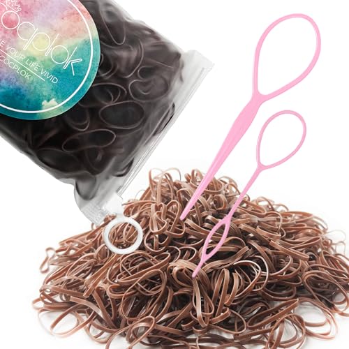 Chocolate Disposable Mini Hair Elastics - Soft, Stretchy Hair Ties (1000 Pack)