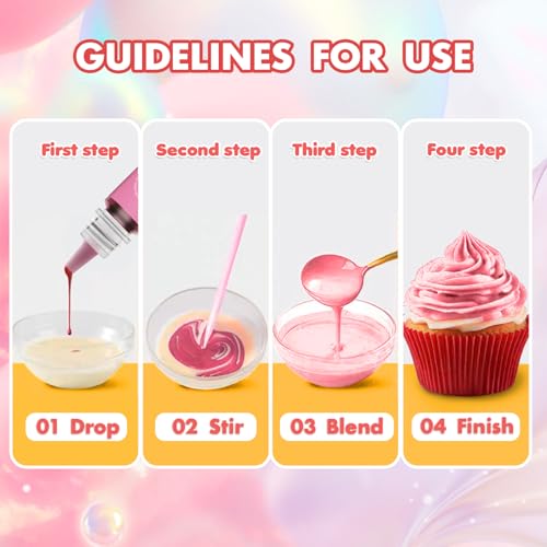 Oil Based Food Coloring Set 8 Vibrant Edible Dyes for Cake & Baking - 0.25 Fl Oz Pack of 8 - PAVADOR