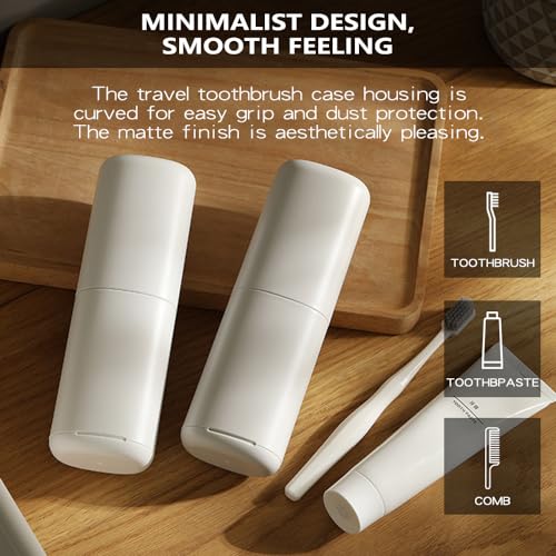 Baowindy Portable Toothbrush Travel Case and Toothpaste Holder - Gray