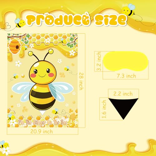 Bee Party Game Set - Pin the Stinger on the Honeycomb Poster