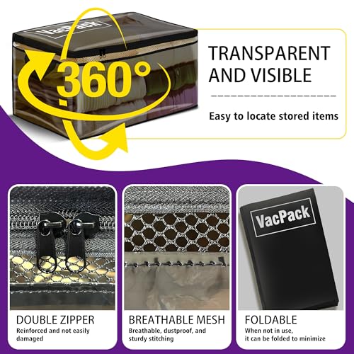 VacPack 10 Gallon Clear Storage Bags with Zipper & Handles - 2 Pack