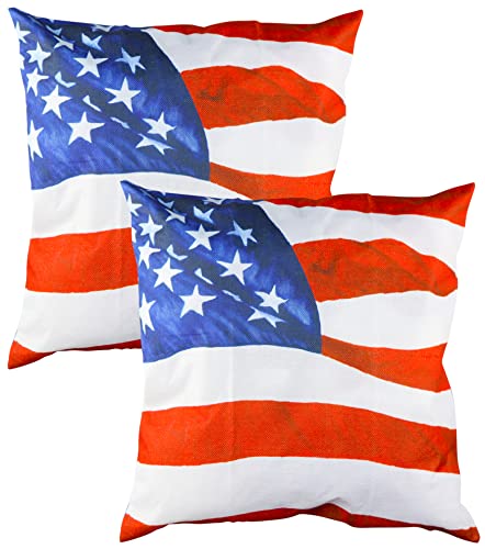 Iconikal 2-Pack American Flag Throw Pillow Covers - 18x18