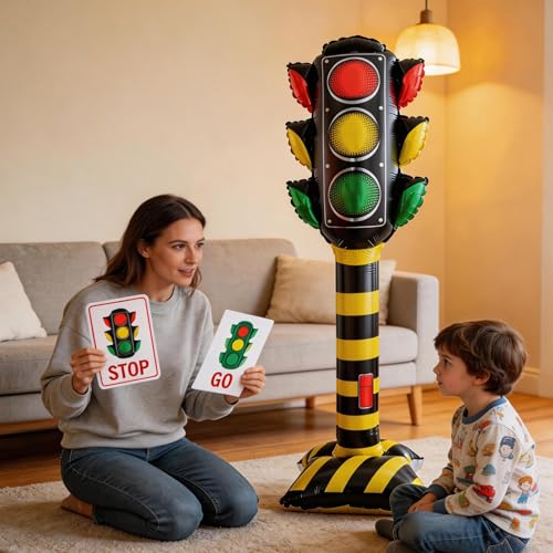 Traffic Light Balloons Set - 59 Inch Foil Balloons for Car-Themed Parties