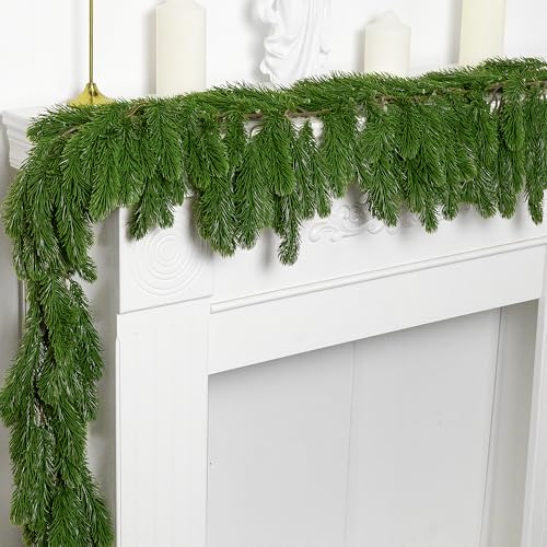 Artificial Norfolk Pine Garland 6 Ft - 2 Pack Dense Christmas Greenery for Holiday Decor