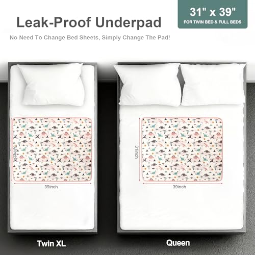 Cartoon Dinosaur Waterproof Bed Wetting Pad 31x39 Inch